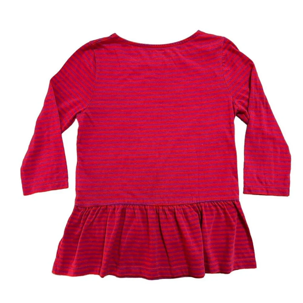 Gap Kids Sz L (10) Red & Purple Striped Peplum Top
